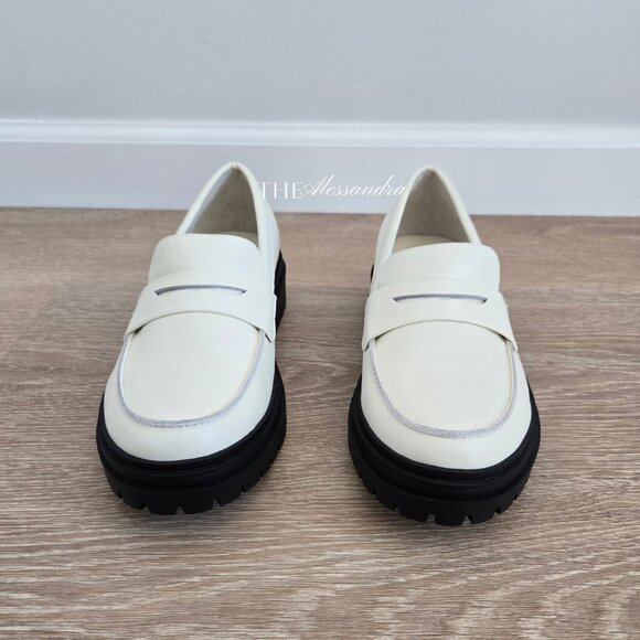 Quince Women’s Italian Leather Lug Sole Loafer Bone Size 8 MSRP $98 New In Box - Picture 7 of 14